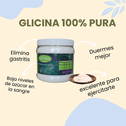 Glicina 100% pura, (135 porciones)